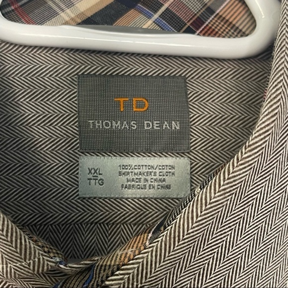 Thomas Dean XXL Purple Green Herringbone Patterned Long Sleeved Dress Sh… - Picture 6 of 6